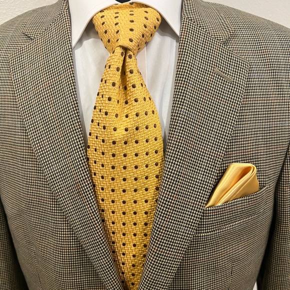 TASSO ELBA HOUNDSTOOTH SPORT COAT BLAZER JACKET BROWN MEN 40R - Picture 5 of 10